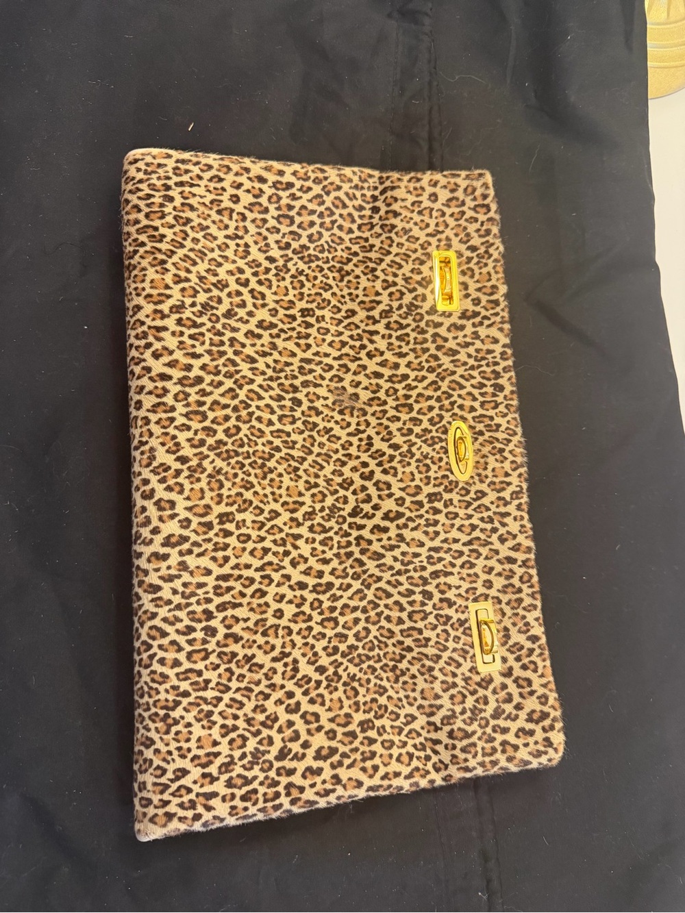 Origami Square First Edition Italian Leopard Hair-On-Hide Clutch